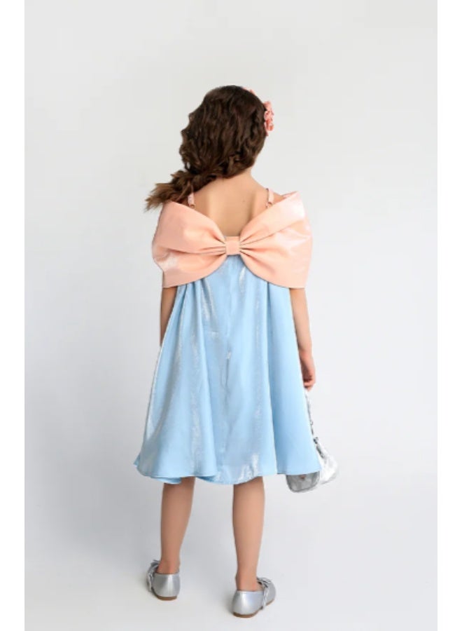 Obaha sky blue bow dress - Image 2